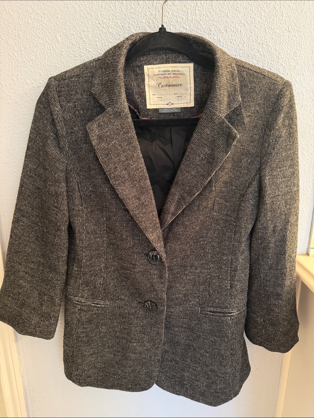 Cartonnier Women's Charcoal Gray Tailored Blazer Jacket